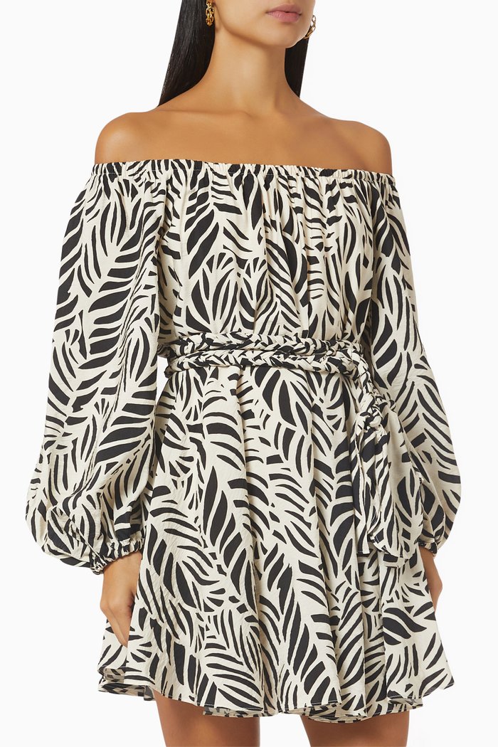 

Charlize Off-shoulder Mini Dress in Viscose, Black