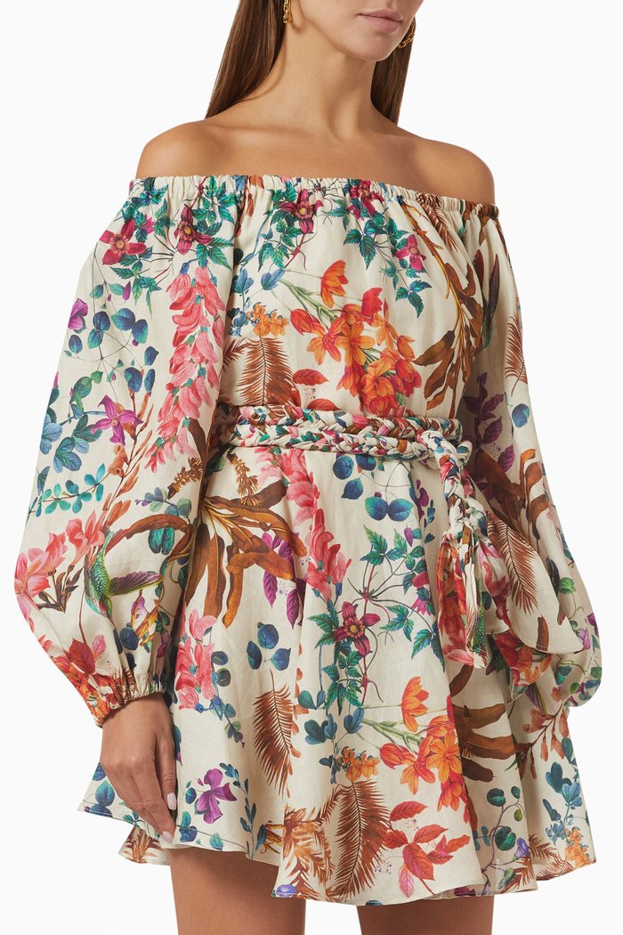 

Charlize Mini Dress in Linen, Multicolour