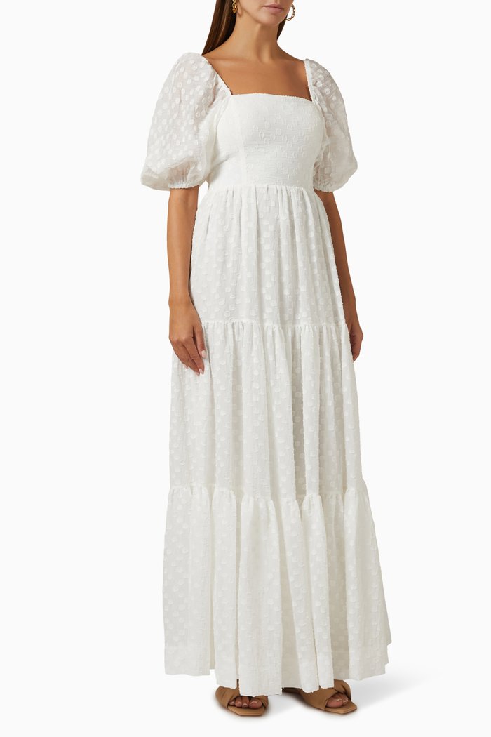 

Sophia Maxi Dress in Broderie Cotton, White
