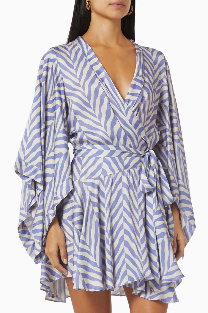 

Tanya Ruffled Mini Dress in Viscose, Blue