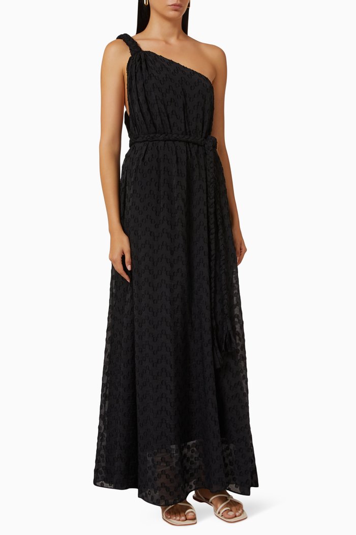 

Helen One-shoulder Maxi Dress in Viscose-blend, Black