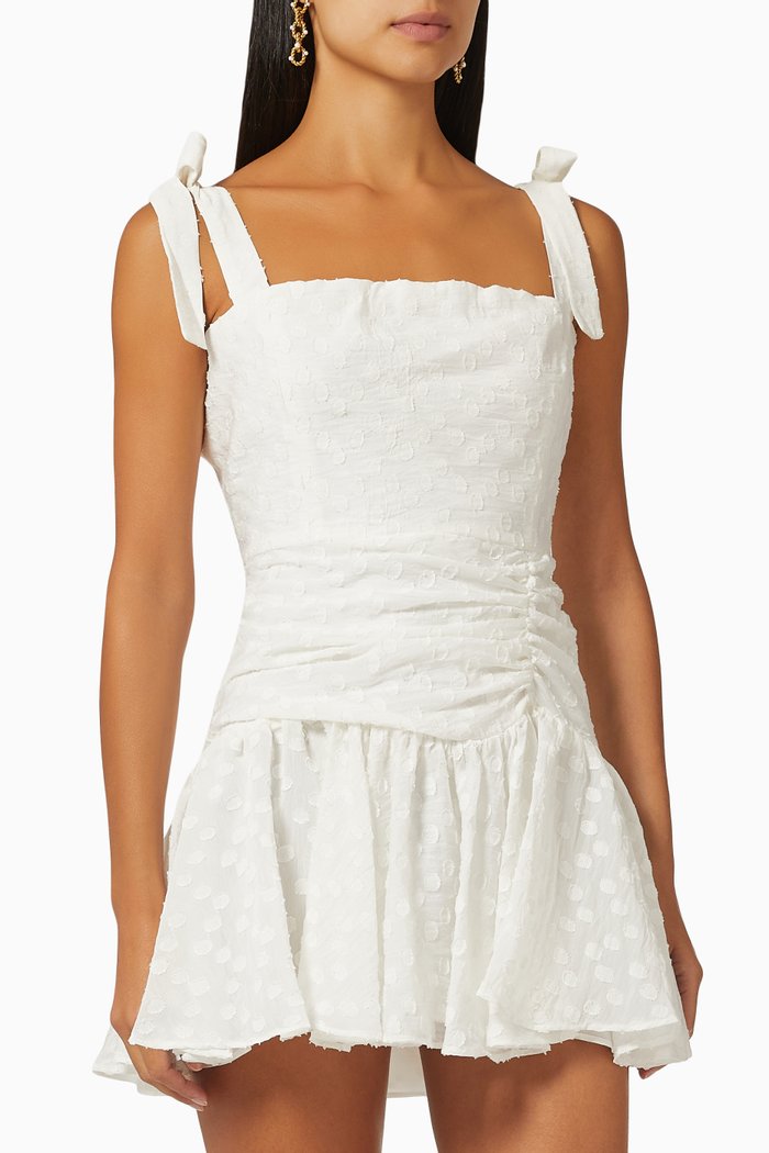 

Martina Textured Mini Dress in Viscose, White