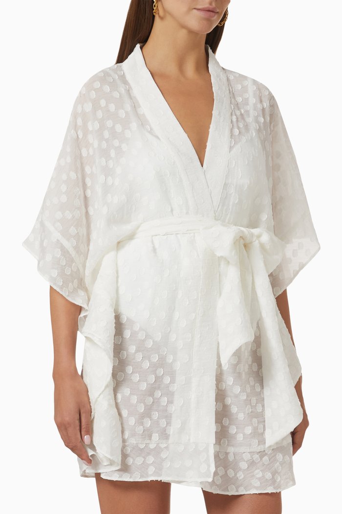 

Liza Short Kimono in Cotton, White