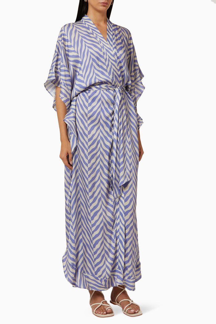 Liza Kimono Maxi Dress in Viscose, Blue