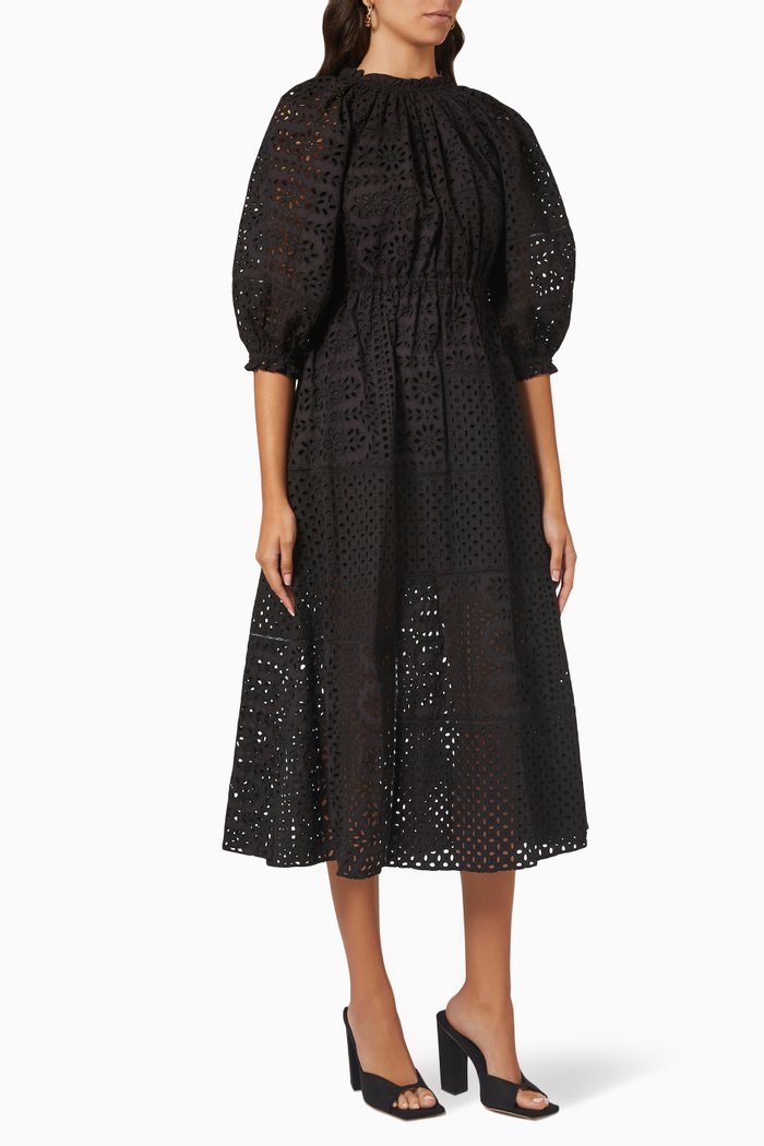 

Amara Midi Dress in Pure Cotton, Black