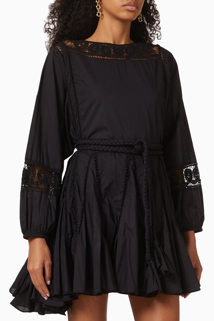 

Ella Mini Dress in Cotton Cambric, Black