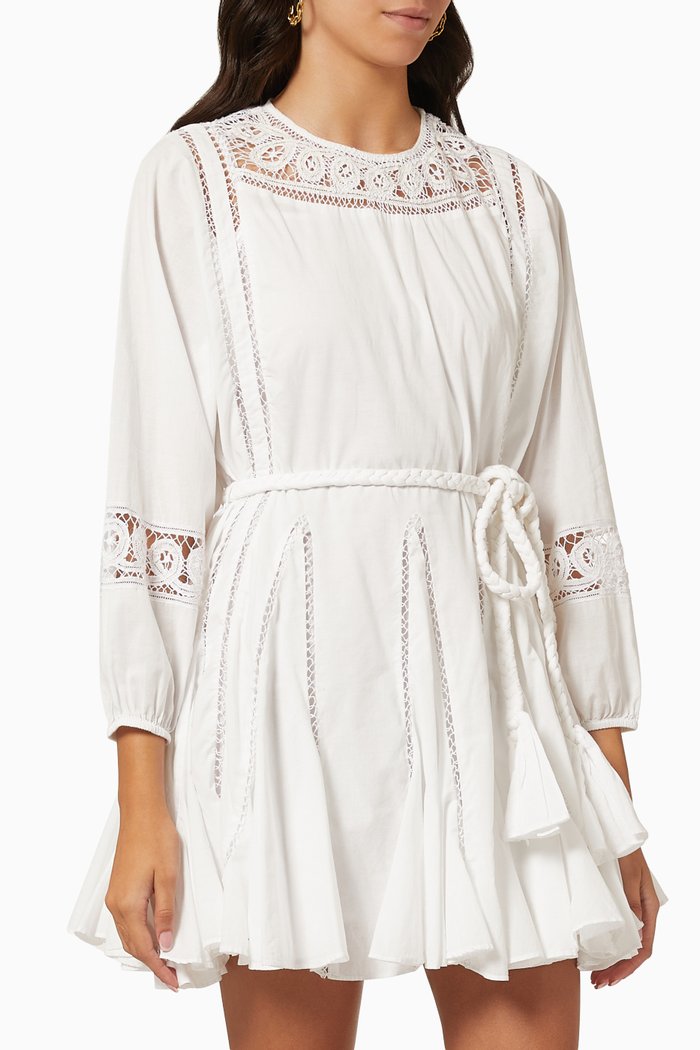 

Ella Mini Dress in Cotton Cambric, White