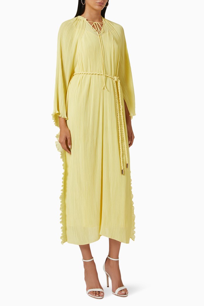 

Pleated Belted Dress, Yellow