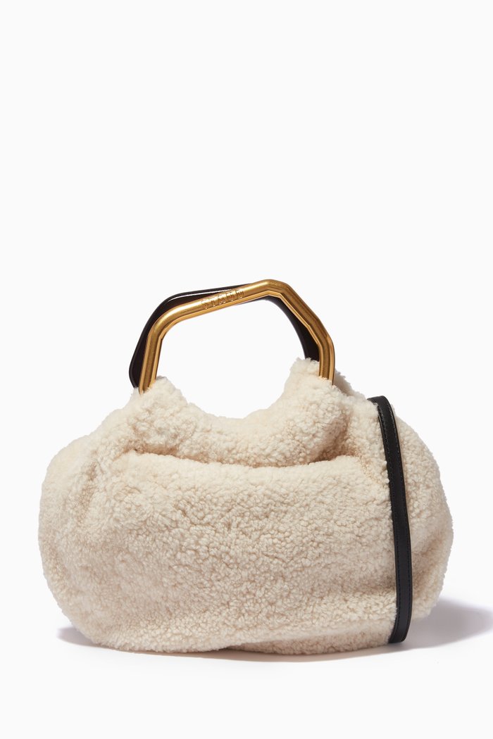 

Camille Top Handle Bag in Shearling, Neutral