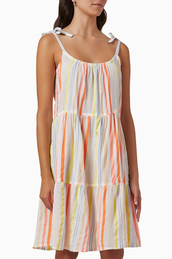 Tirunesh Cascade Midi Dress in Cotton, Multicolour