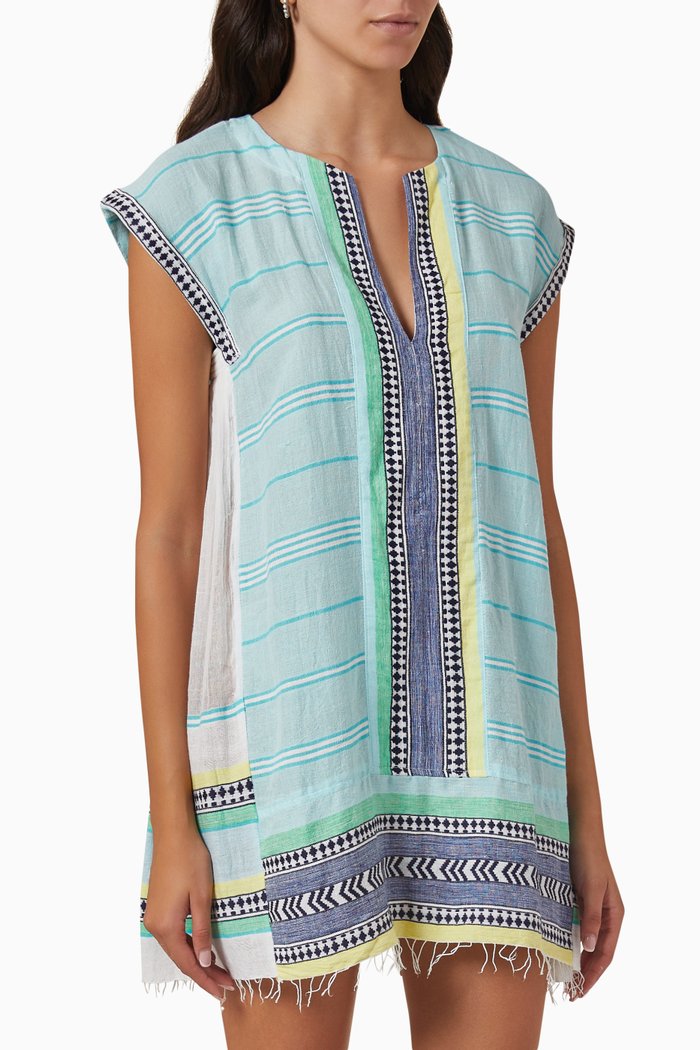 

Neela Mini Kaftan in Cotton, Blue