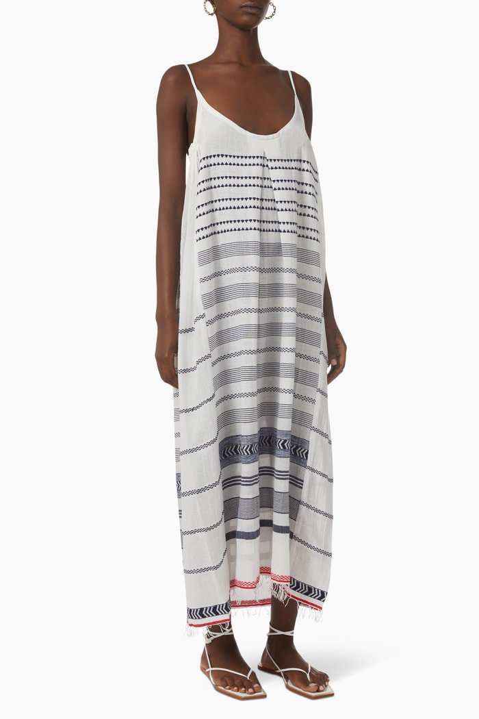 

Yeshi Slip Midi Dress in Cotton, Blue