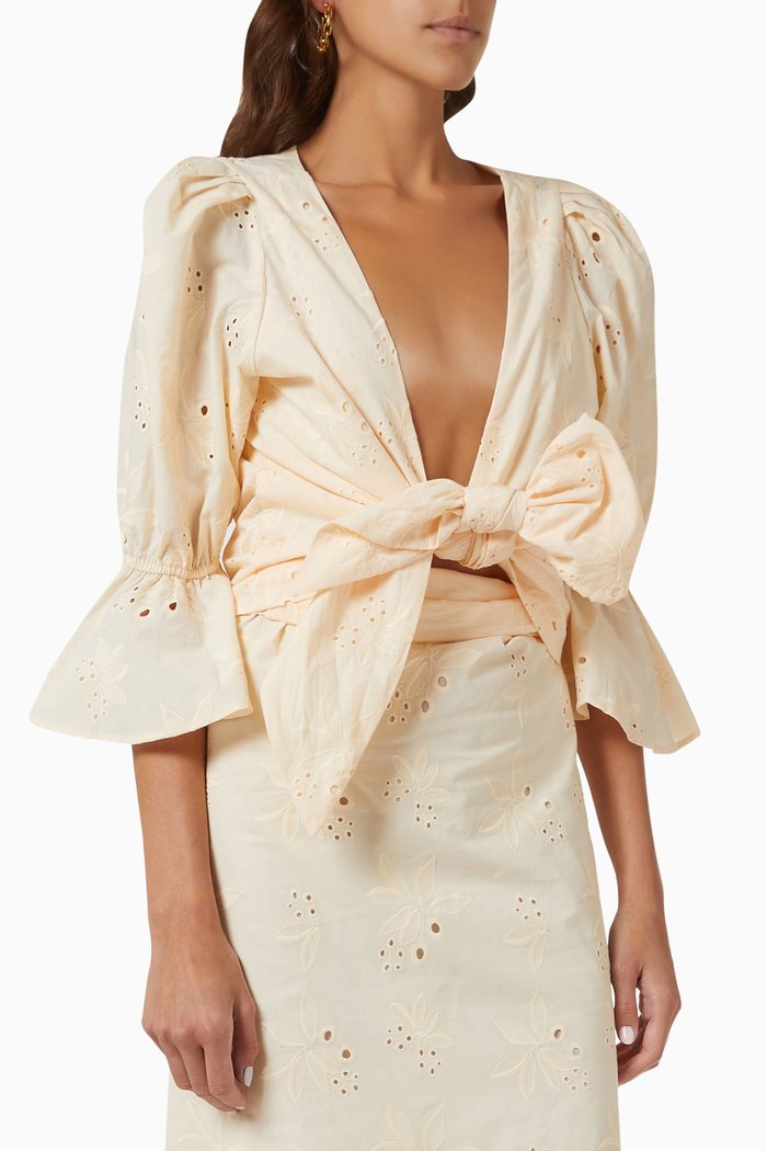 

Salsa Eyelet Shirt in Cotton, Neutral