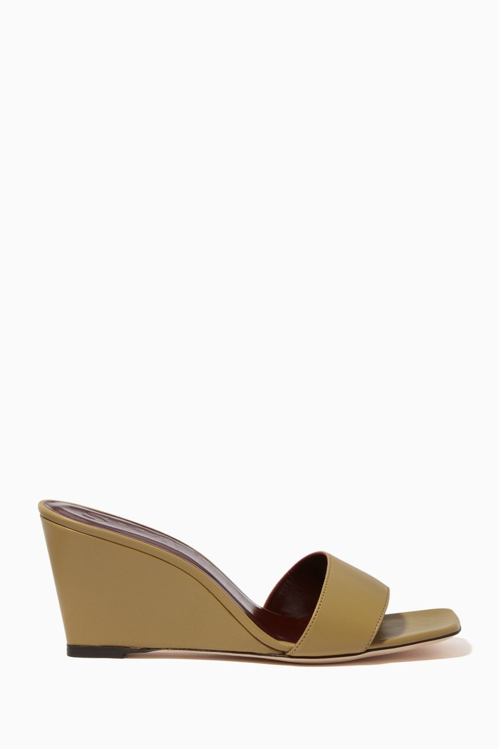 

Billie Wedge Mules in Nappa, Brown