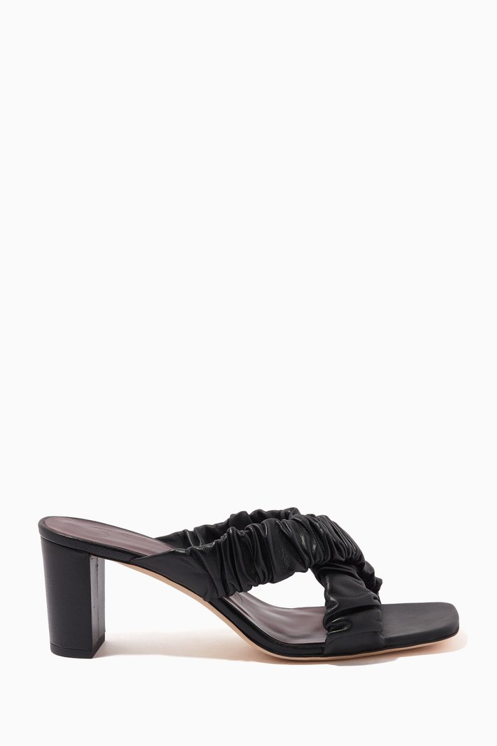 

Frankie Criss Cross Mules in Leather, Black