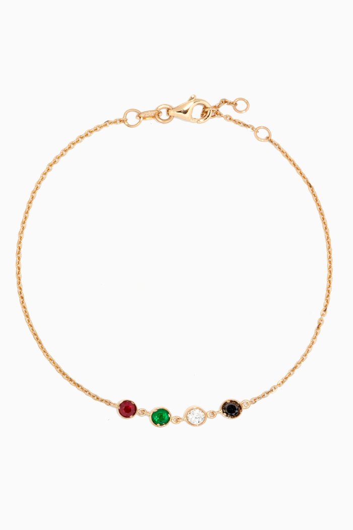 

UAE Ruby Tsavorite Diamond Bracelet in 18kt Yellow Gold