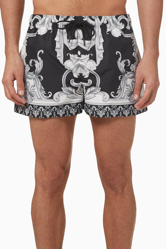 

Baroque Print Swim Shorts, Black