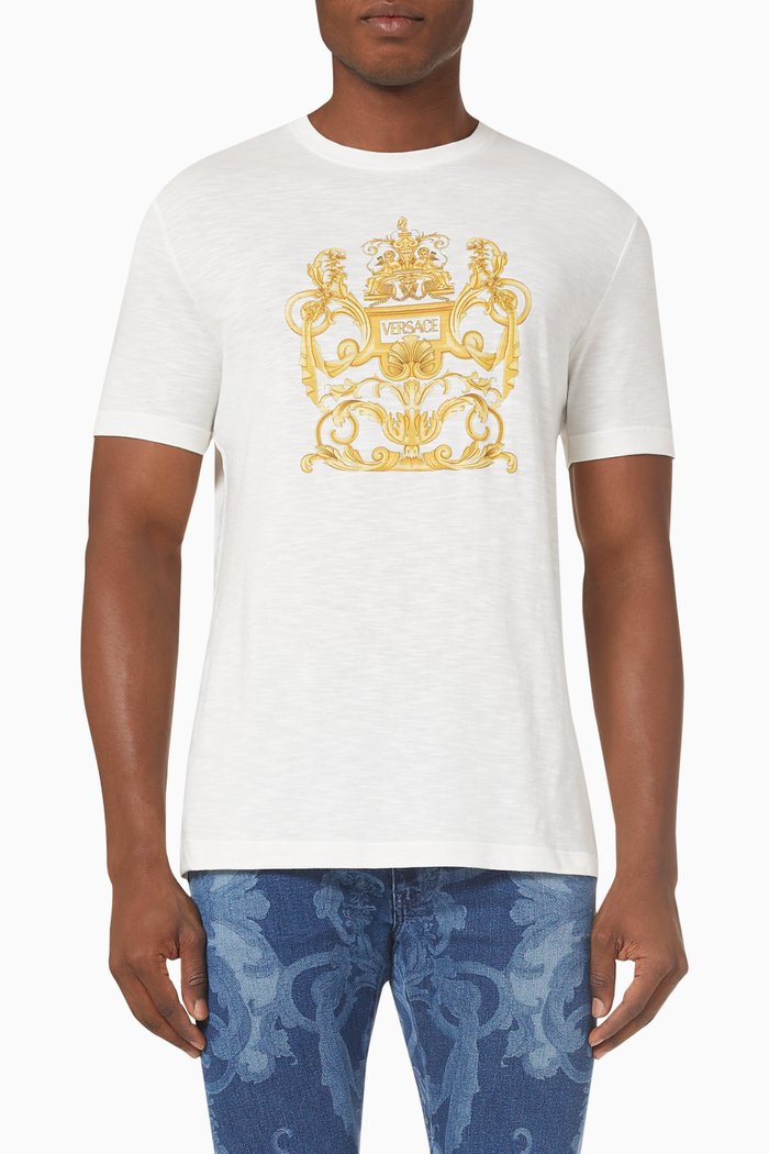 

Baroque Logo T-shirt in Cotton, White