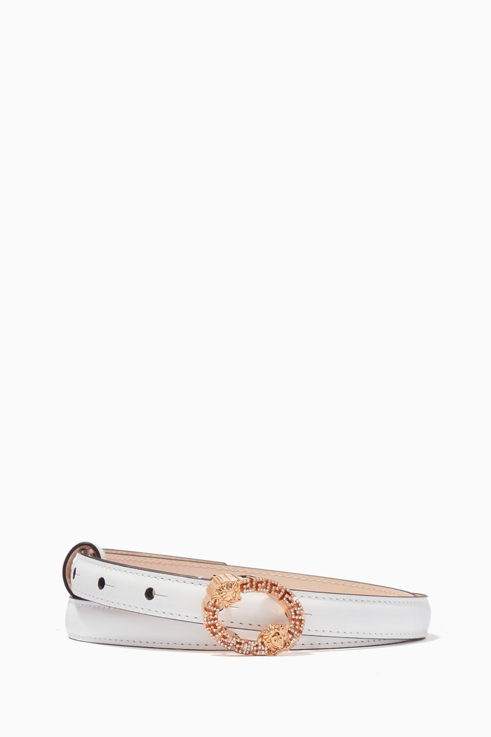 

Greca Medusa Belt in Leather, White