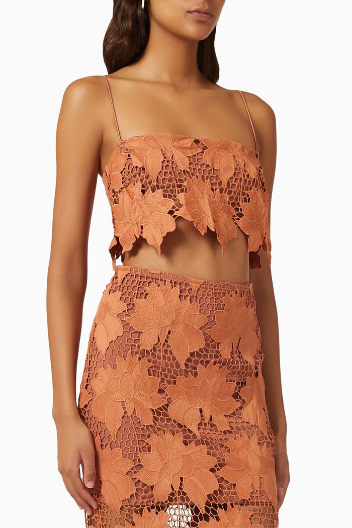

Tropez Floral Crochet Crop Top, Orange