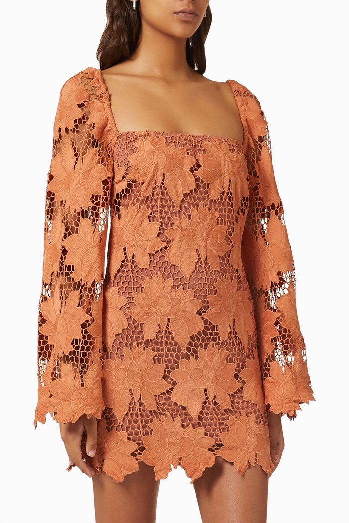 

Tropez Floral Crochet Mini Dress, Orange