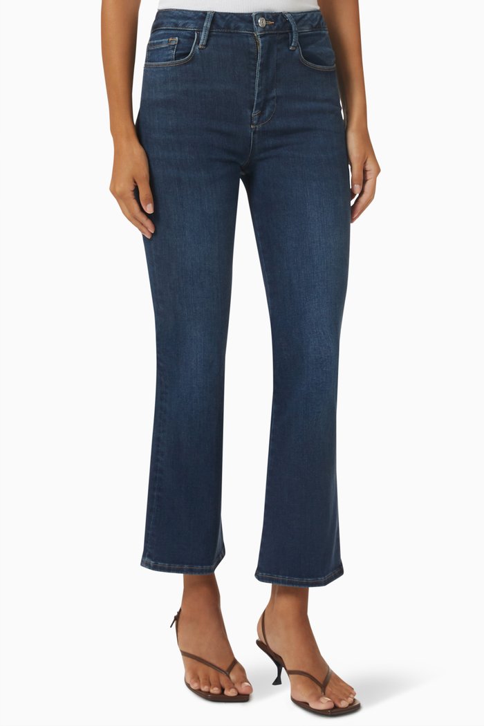 

Le One Crop Mini Boot Jeans in Stretch Denim, Blue