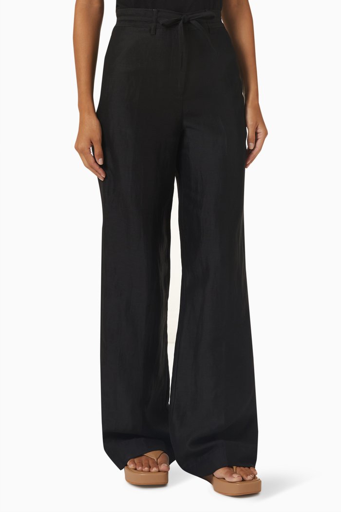 

High-waist Safari Pants in Viscose, Black