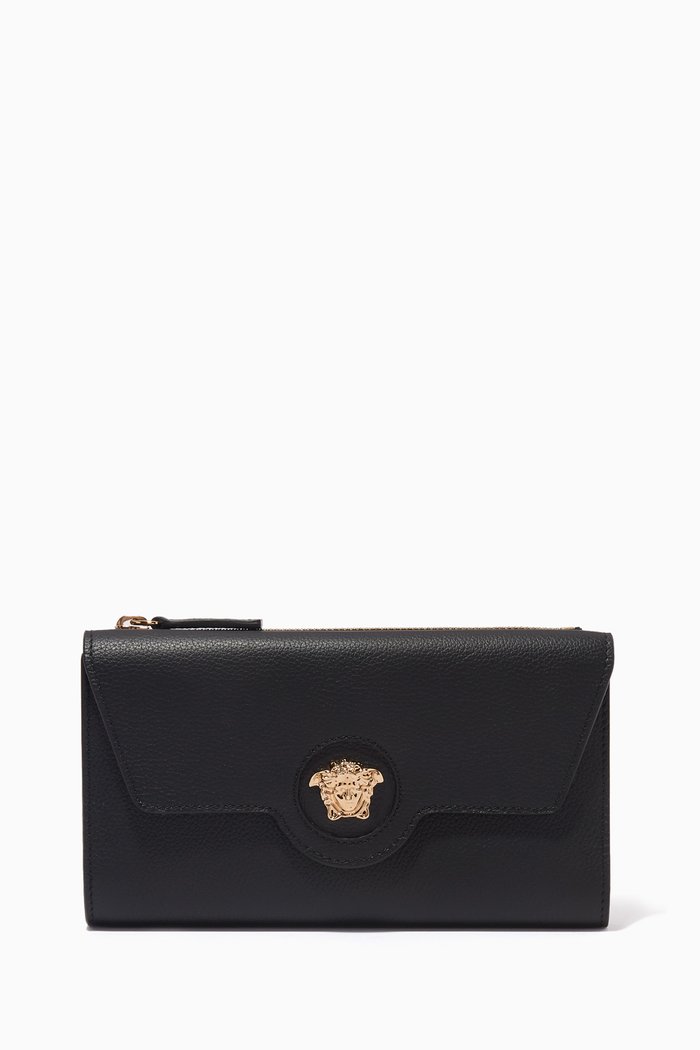 

La Medusa Long Wallet in Leather, Black