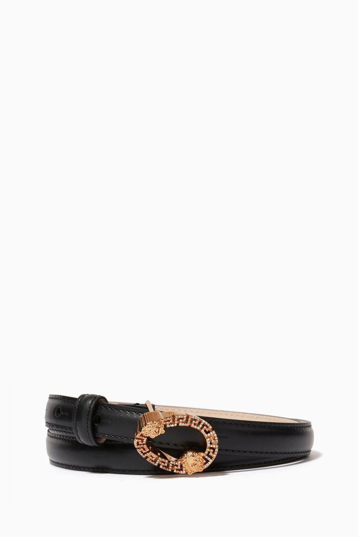 

Greca Medusa Belt in Leather, Black