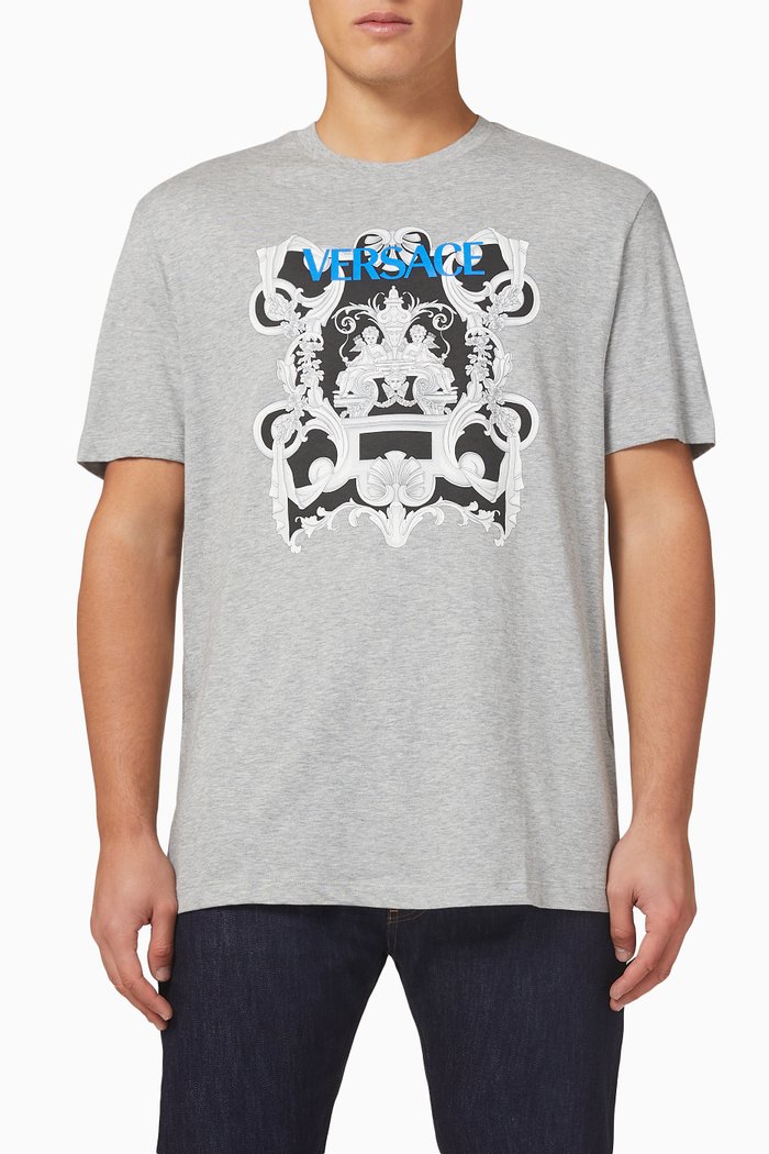 

Baroque Logo T-shirt in Cotton Jersey, Grey