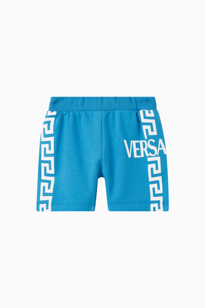 

Greca Logo Shorts in Cotton, Blue