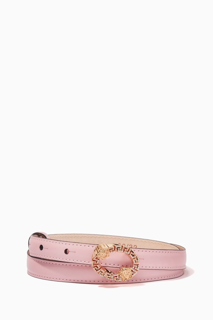 

Greca Medusa Belt in Leather, Pink