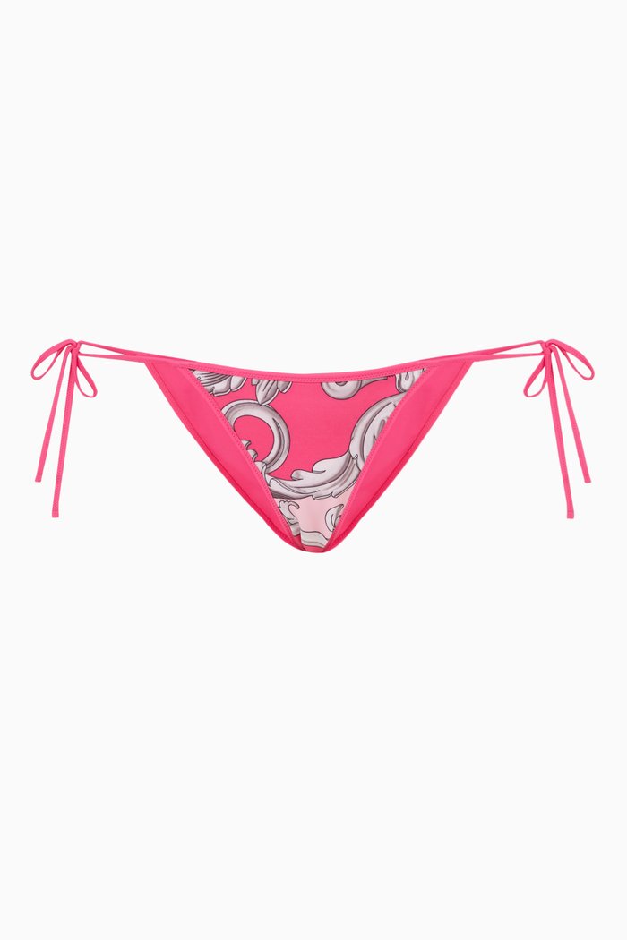 

Baroque Print Reversible Bikini Bottoms, Pink