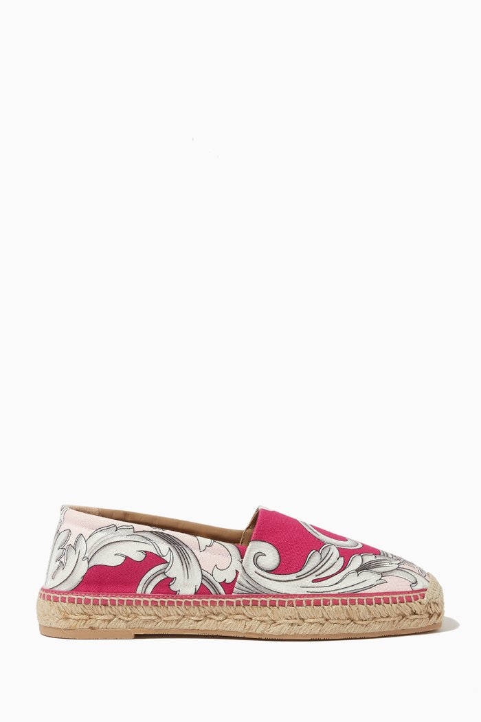Baroque Espadrille Flats in Canvas, Pink