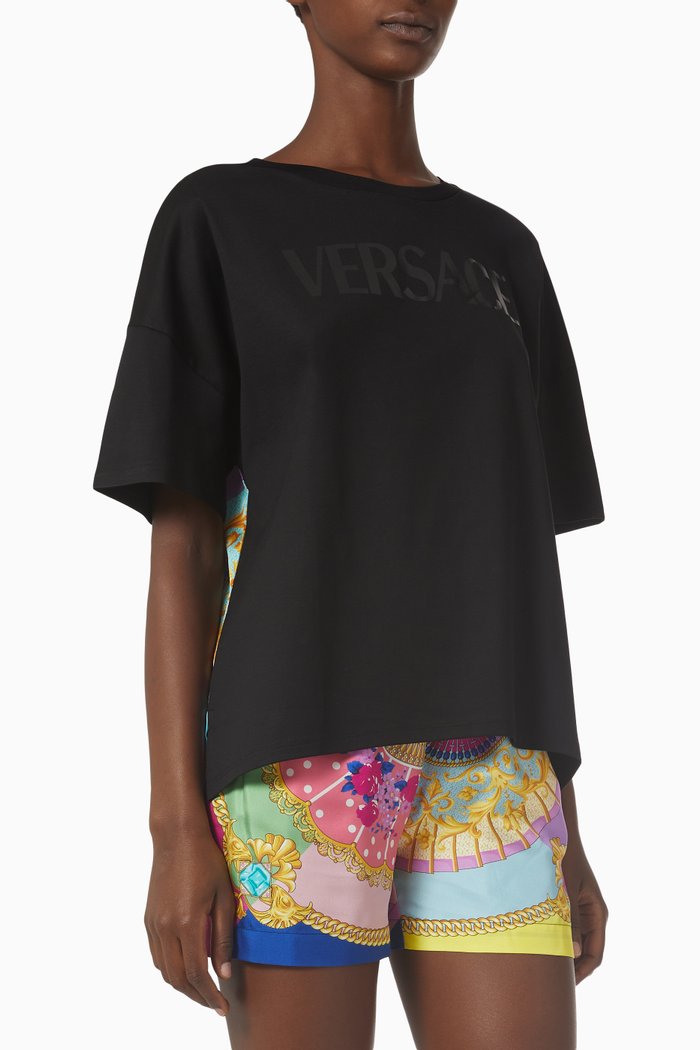 

Ventagli Print T-shirt in Cotton, Black