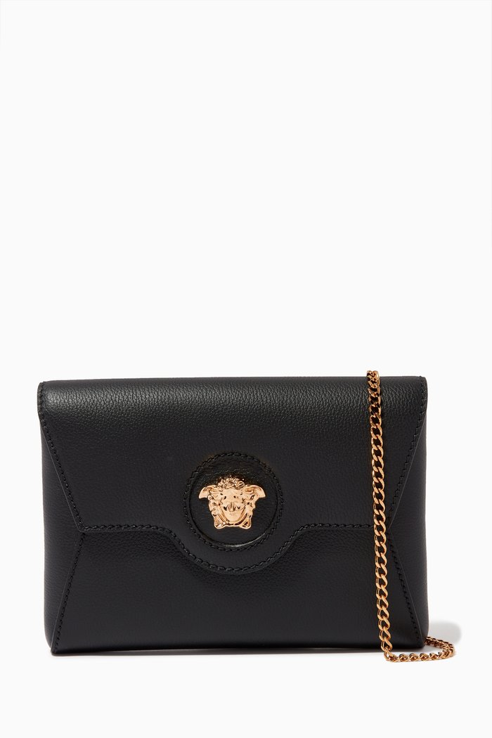 

La Medusa Envelope Clutch in Leather, Black