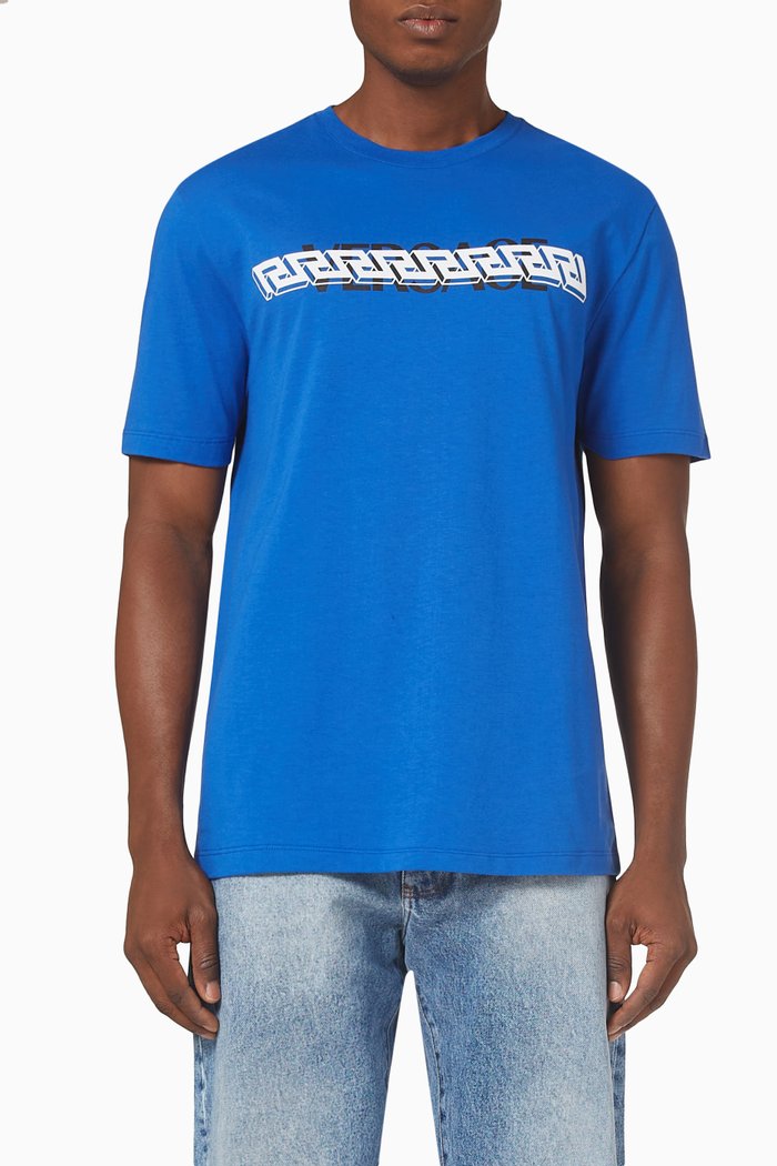 

Greca Logo T-shirt in Cotton Jersey, Blue