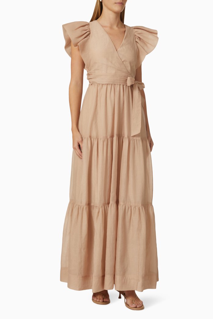 

Banks Maxi Dress in Organdy, Brown