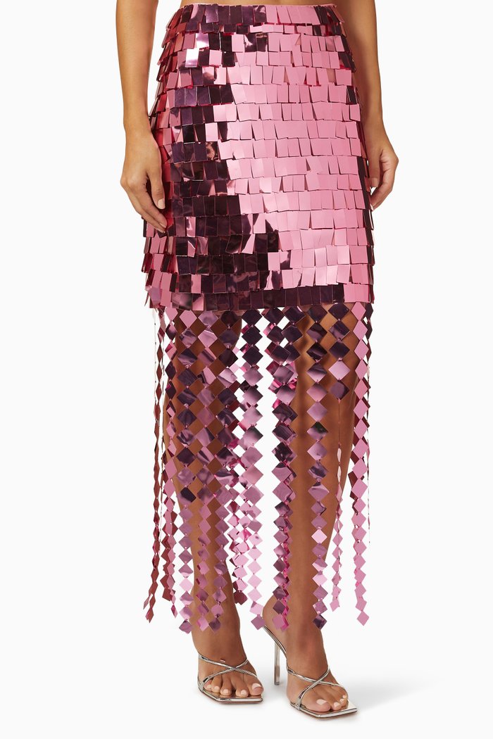 

Lucee Midi Skirt in Sequins, Pink