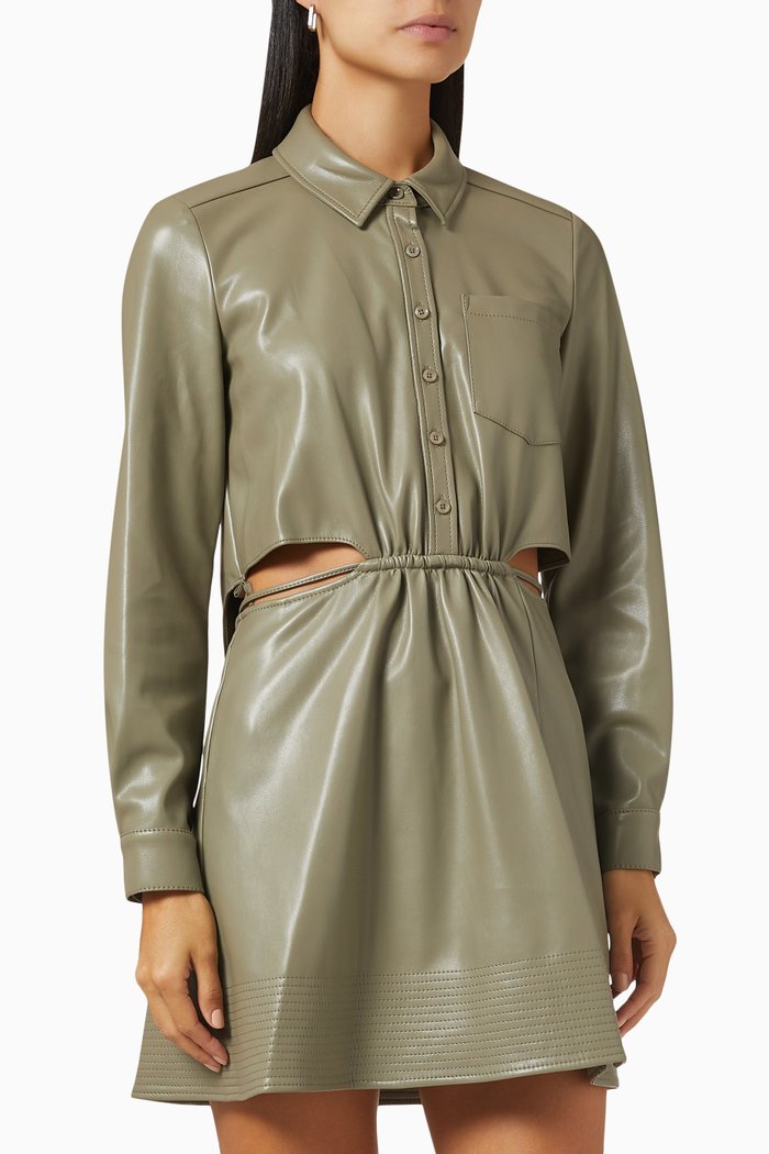 

Shaelyn Mini Dress in Vegan Leather, Brown