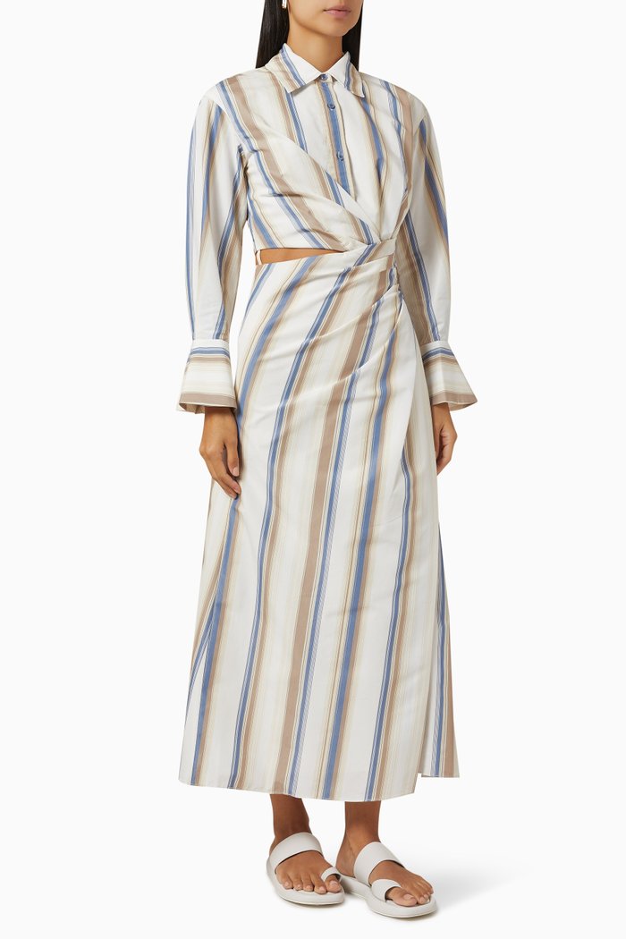 Marge Striped Midi Dress, White