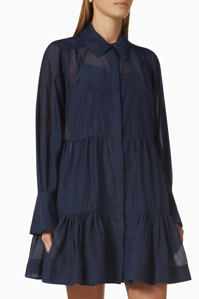

Savani Mini Shirtdress in Organdy, Blue