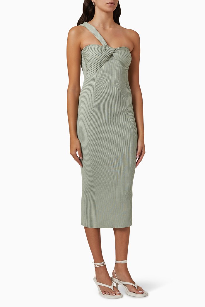 

Laurena One-shoulder in Compact Rib, Green