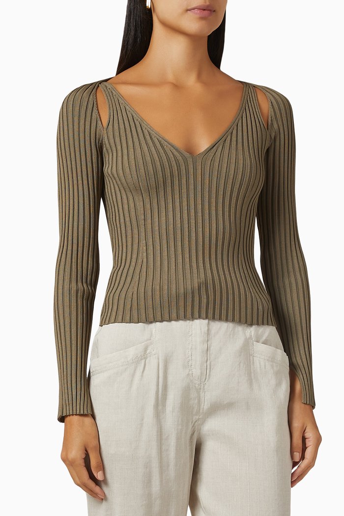 

Sylvie Top in Ribbed Knit, Brown