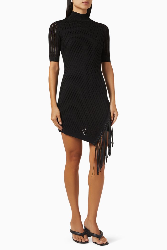 

Orla Fringe Dress in Pointelle, Black