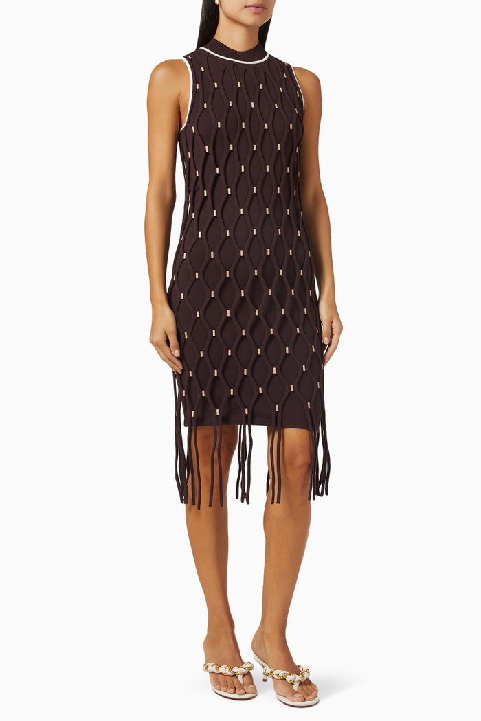 

Mariel Mini Dress in Mesh, Brown