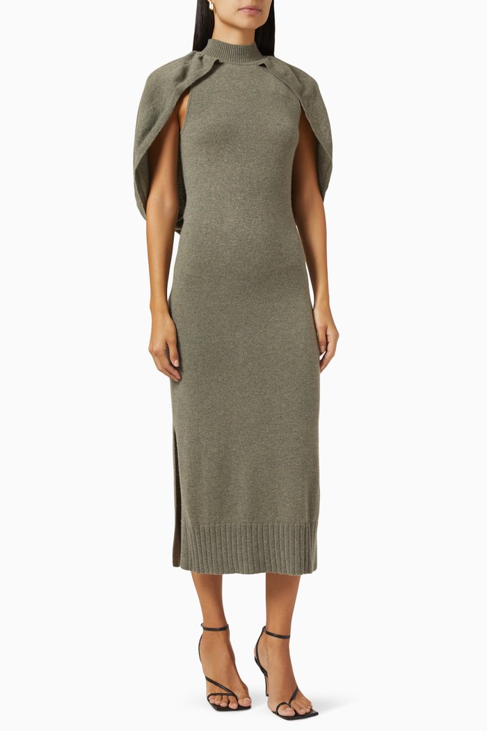 

Nancy Midi Dress in Recycled Cashmere, Brown