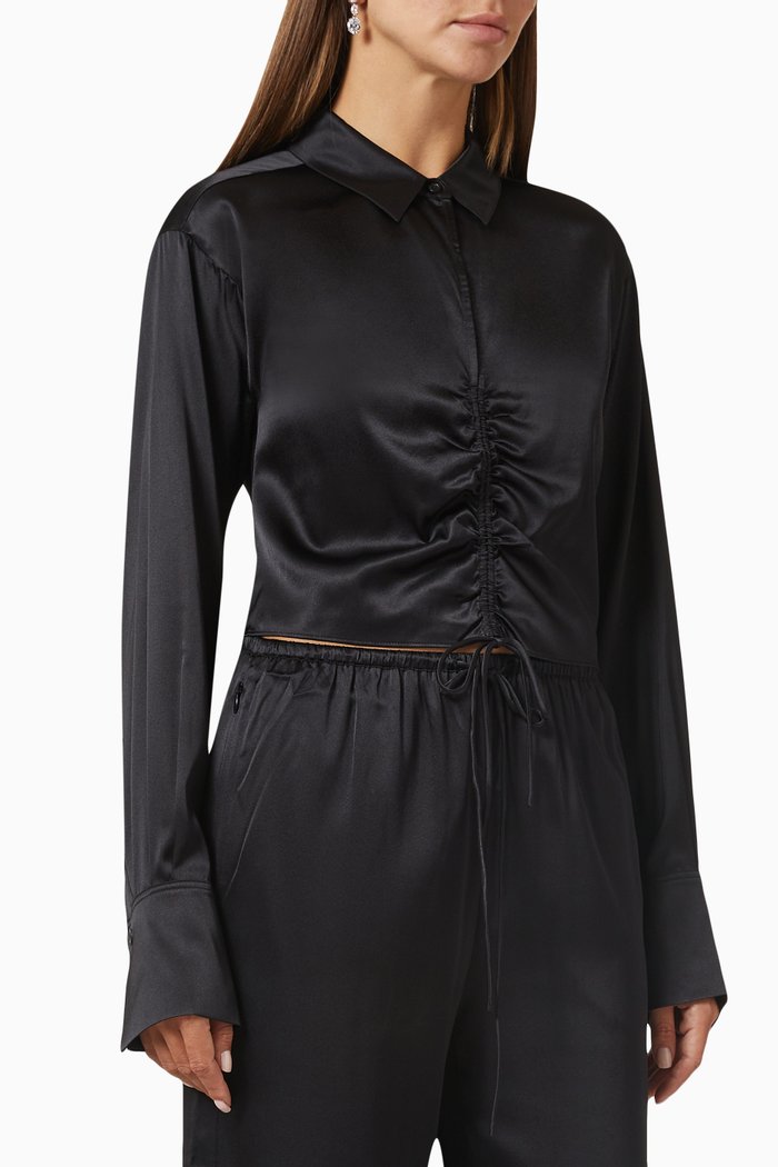 Cinched Top in Silk, Black