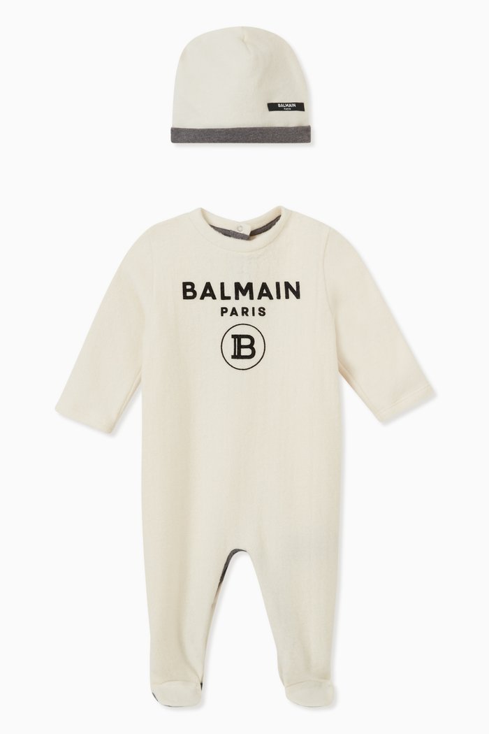 

Logo Pyjama Set in Stretchy Cotton, Neutral