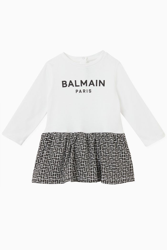 Logo Print Dress in Jersey, White